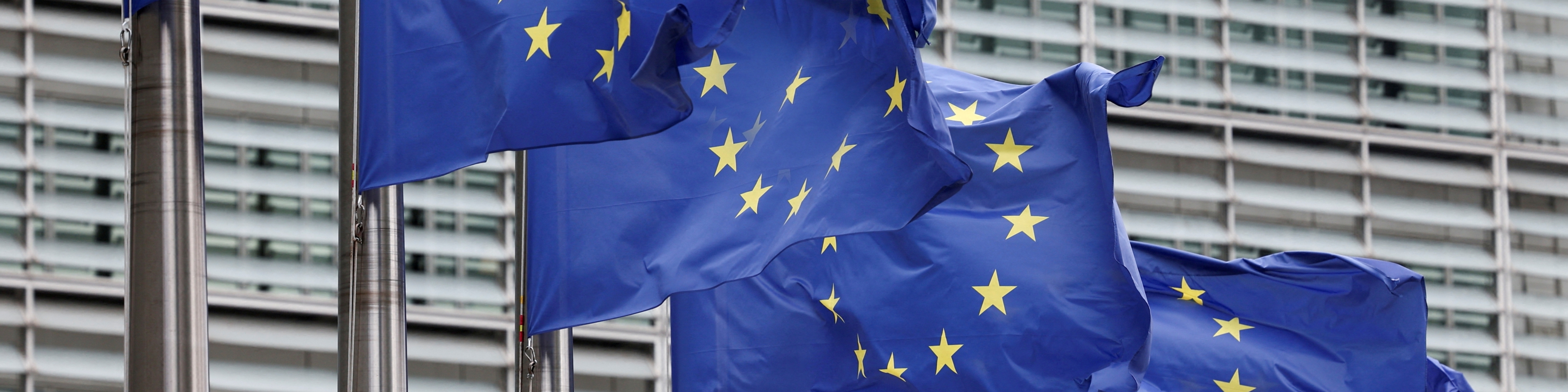 European Union flags outside the European Commission